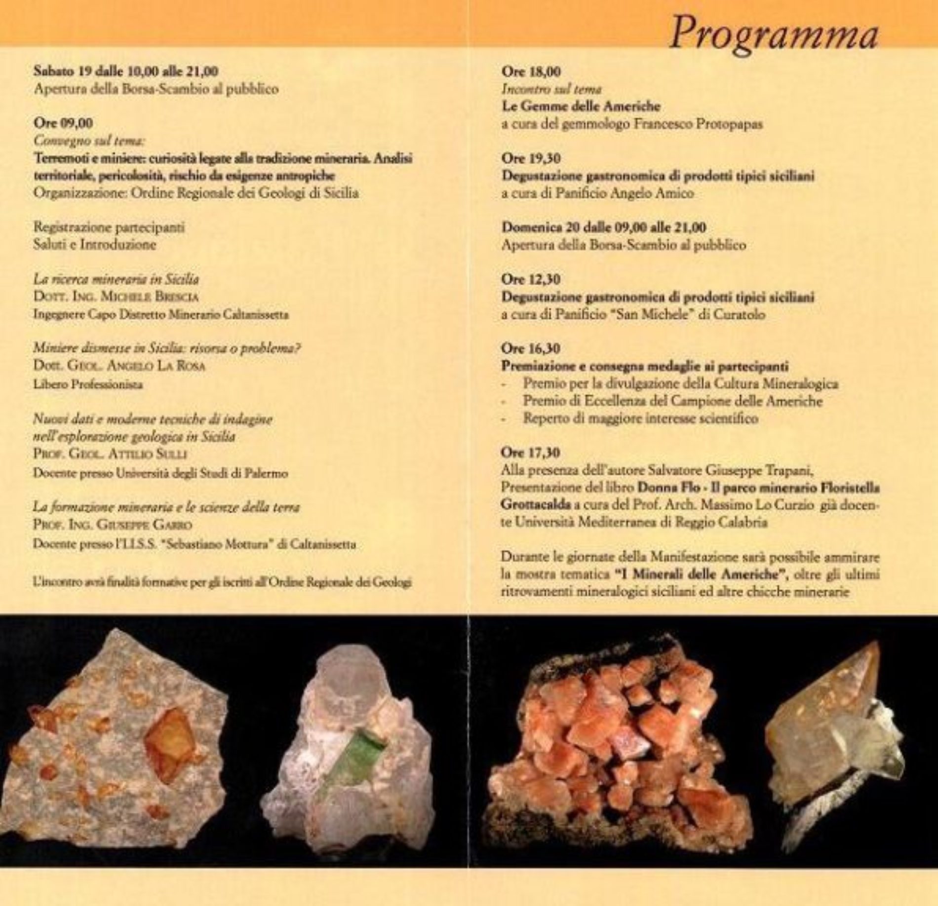 Al via a Caltanissetta la 38ª edizione della Borsa-Scambio del Minerale e del Fossile