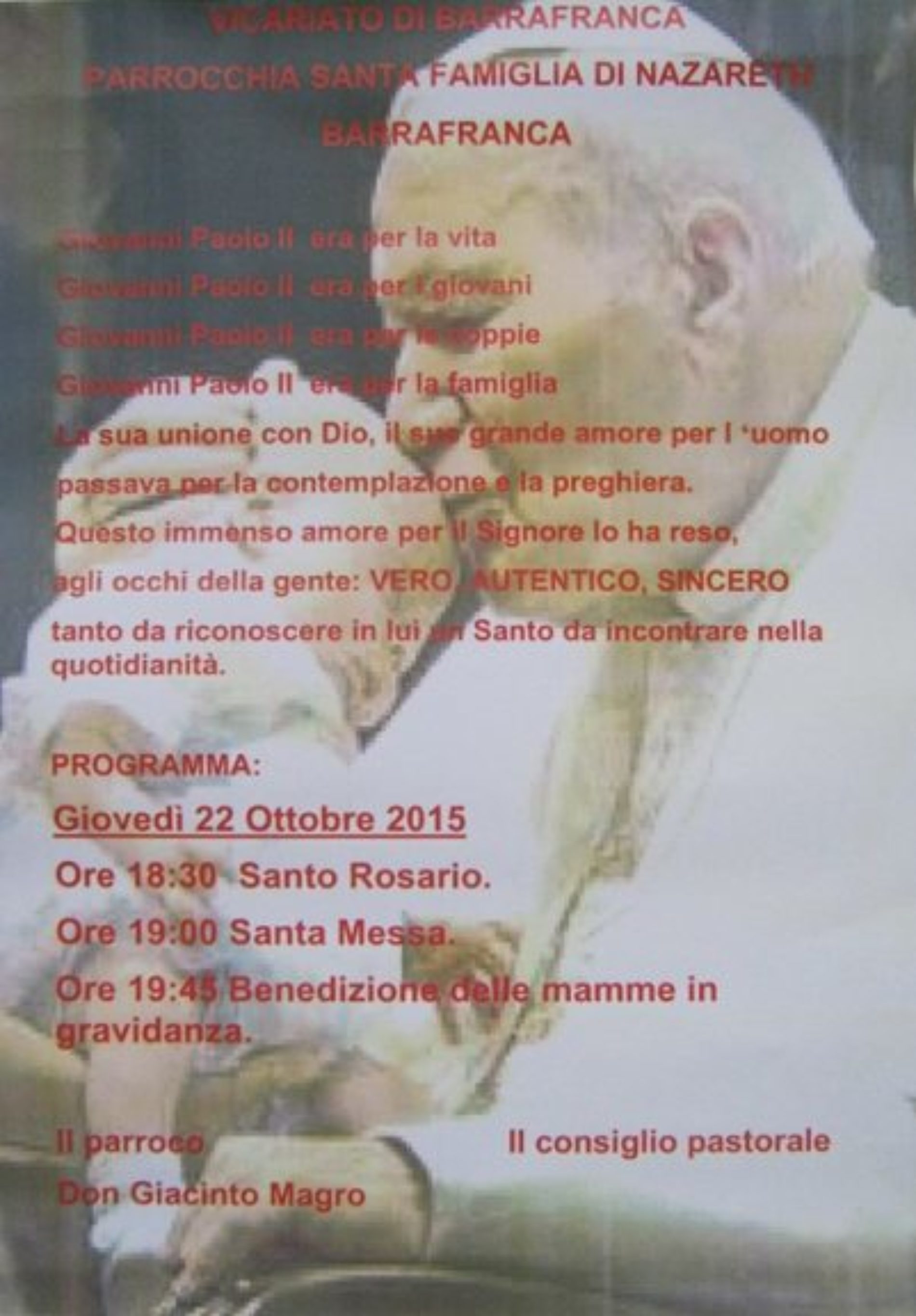 Giovedì 22 ottobre la comunità barrese della parrocchia Santa Famiglia di Nazareth festeggerà san Giovanni Paolo II.
