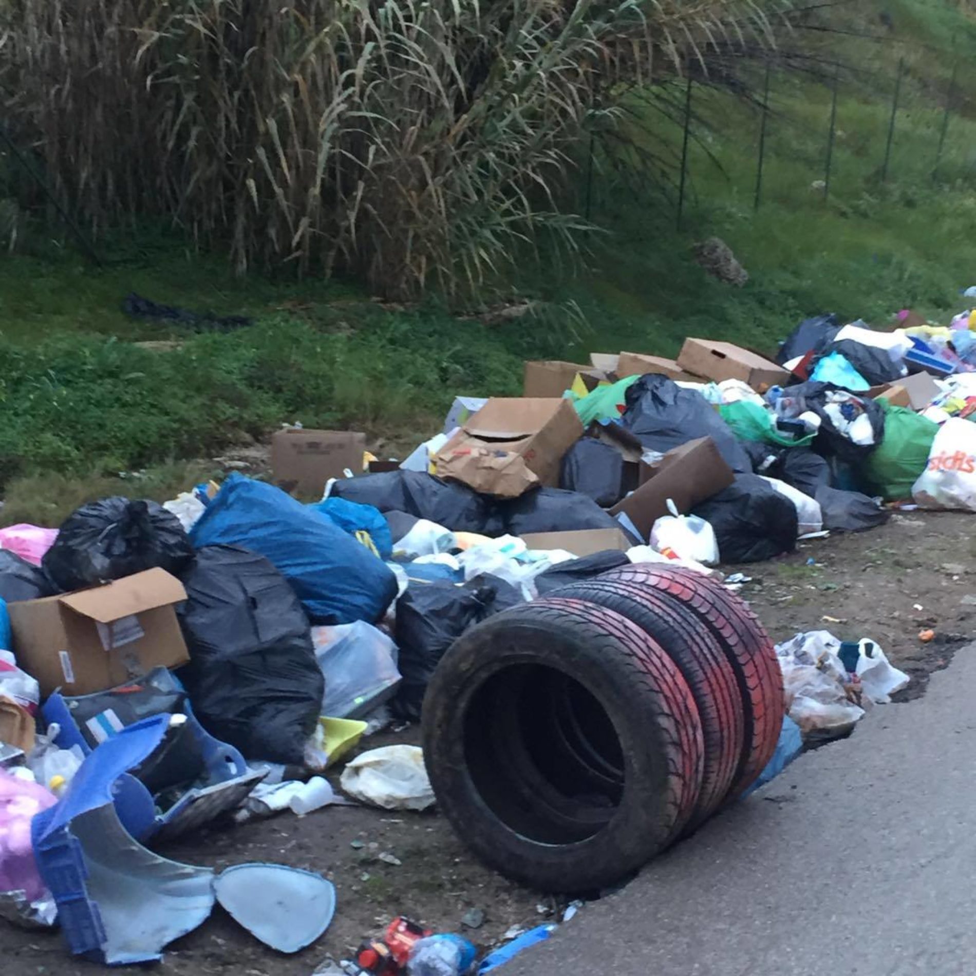 Emergenza rifiuti. Anche la villa comunale intitolata a Francesco Ferreri è invasa dai rifiuti