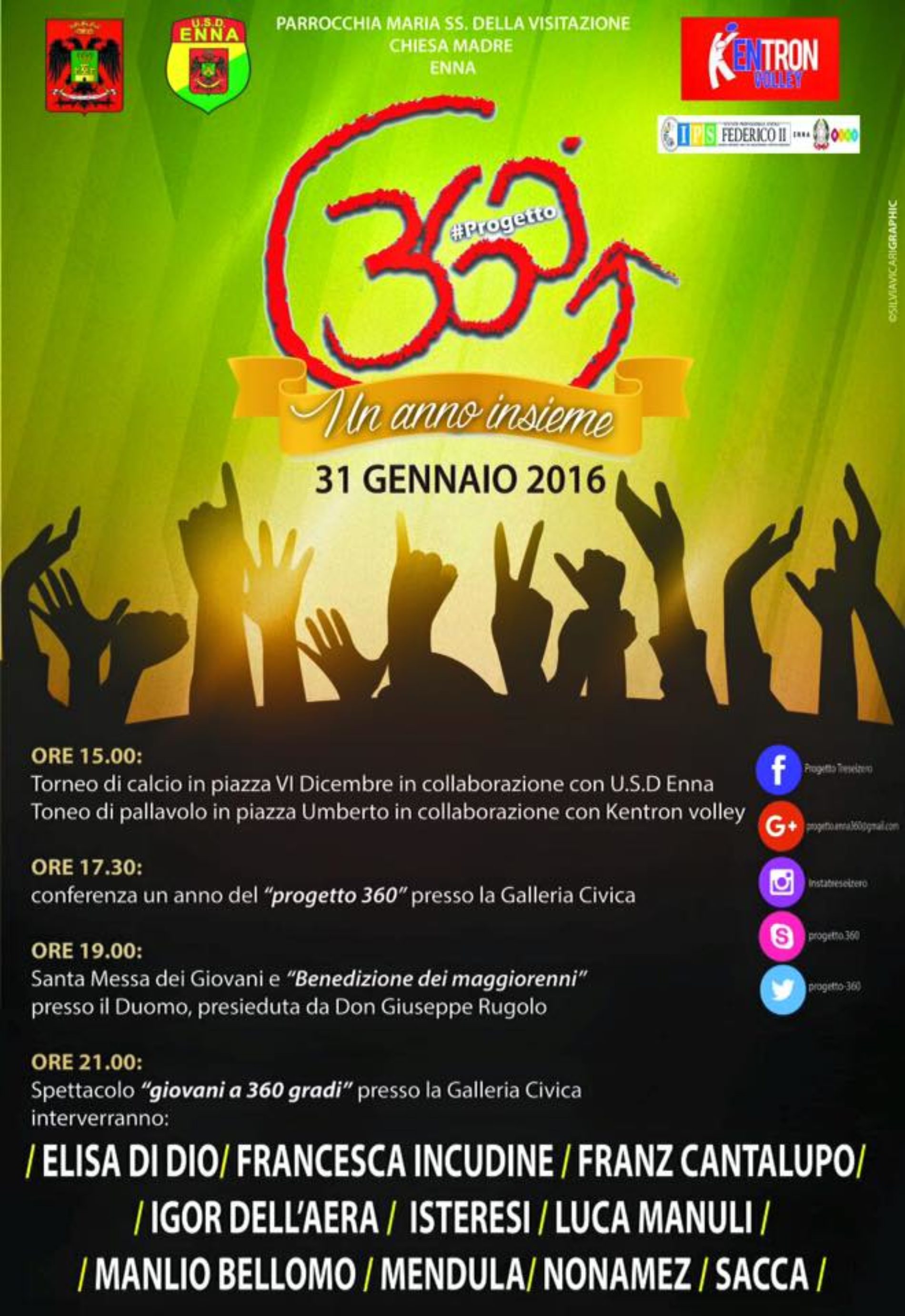 Tanti giovani e attività ad Enna per il “Progetto 360” nel giorno della ricorrenza del santo protettore dei giovani