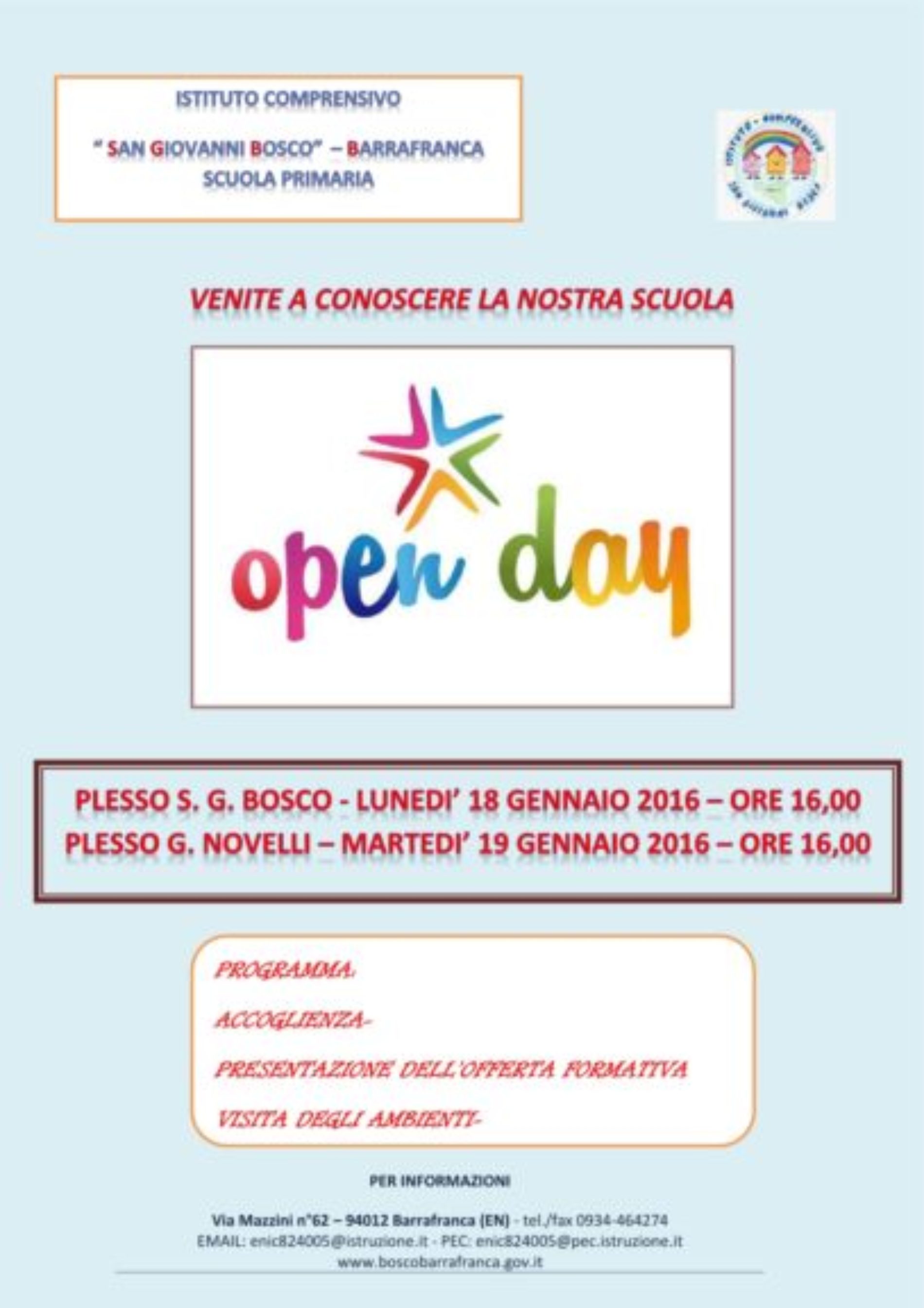 L’istituto comprensivo “San Giovanni Bosco” si apre al territorio con il progetto “Open Day”