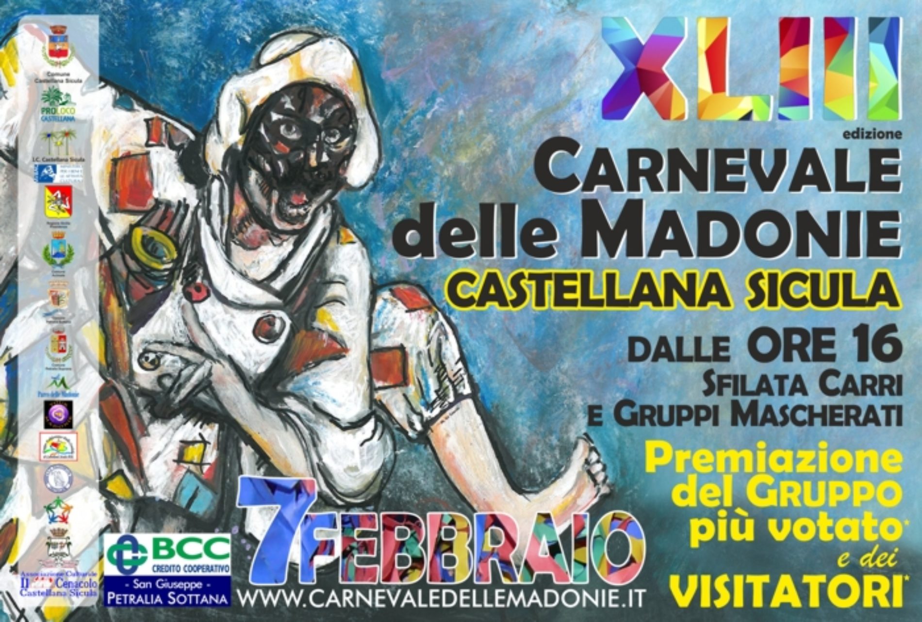 43° edizione del Carnevale delle Madonie. Sfilata di carri e gruppi mascherati, animazione per bambini, balli, musica, gastronomia e sano divertimento a Castellana Sicula.