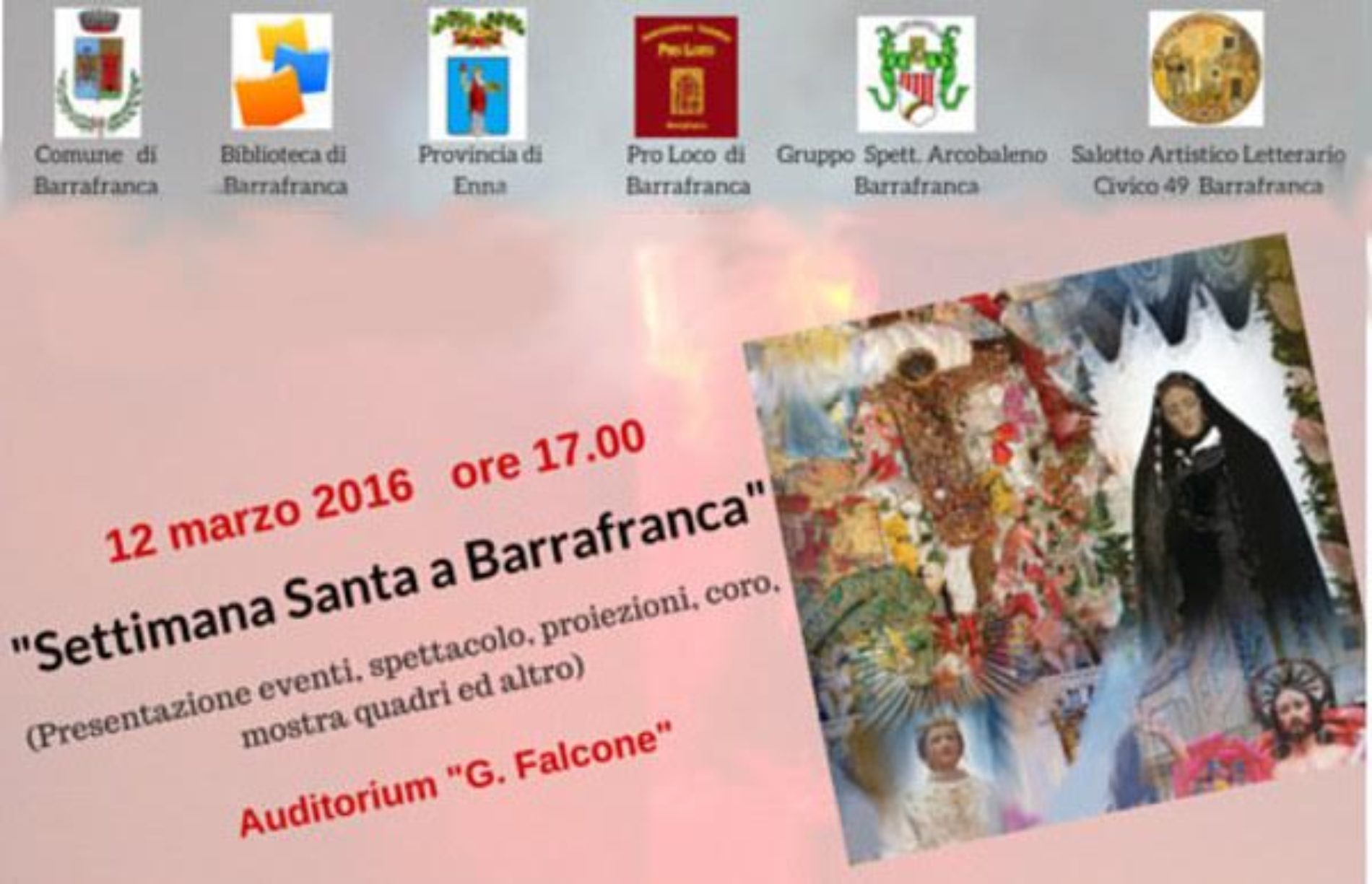 L’evento “La Settimana Santa a Barrafranca” organizzato dal III Settore Servizi alla Persona- Biblioteca Comunale Barrafranca