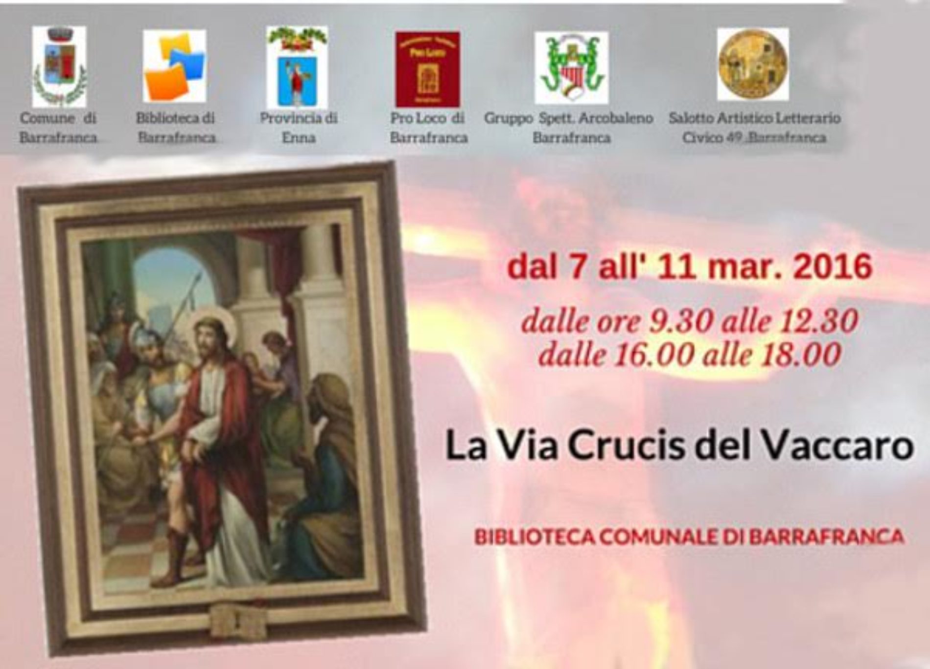Mostra “La Via Crucis del Vaccaro”: dal 07 all’ 11 marzo 2016 presso la Biblioteca Comunale di Barrafranca