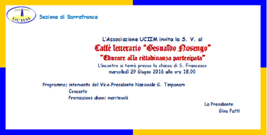 EDUCARE ALLA CITTADINANZA PARTECIPATA- Caffè Letterario “Gesualdo Nosengo” UCIIM sez. di Barrafranca