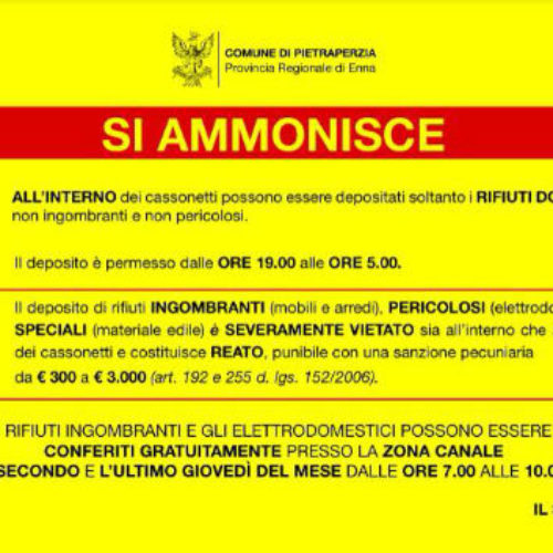 Pietraperzia, approvato il “Piano d’intervento rifiuti”