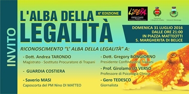 A Santa Margherita Belice la VI edizione “L’alba della legalità ”, premio riservato a personalità che lottano contro la mafia