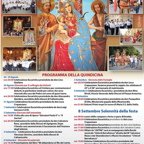 Programma 2016 dei festeggiamenti in onore di Maria SS. della Stella, patrona di Barrafranca