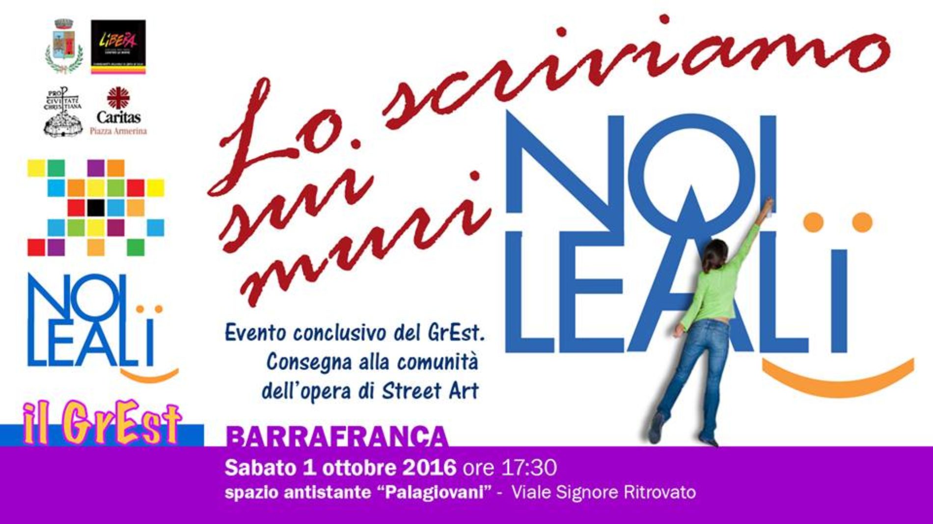 A Barrafranca l’evento Noi LeAli LO SCRIVIAMO SUI MURI