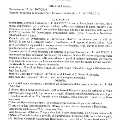 Dichiarata ancora non potabile l’acqua in Via Venezia e strade limitrofe