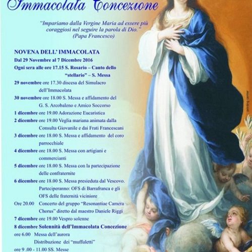 Festeggiamenti in onore  dell’Immacolata Concezione- chiesa di san Francesco