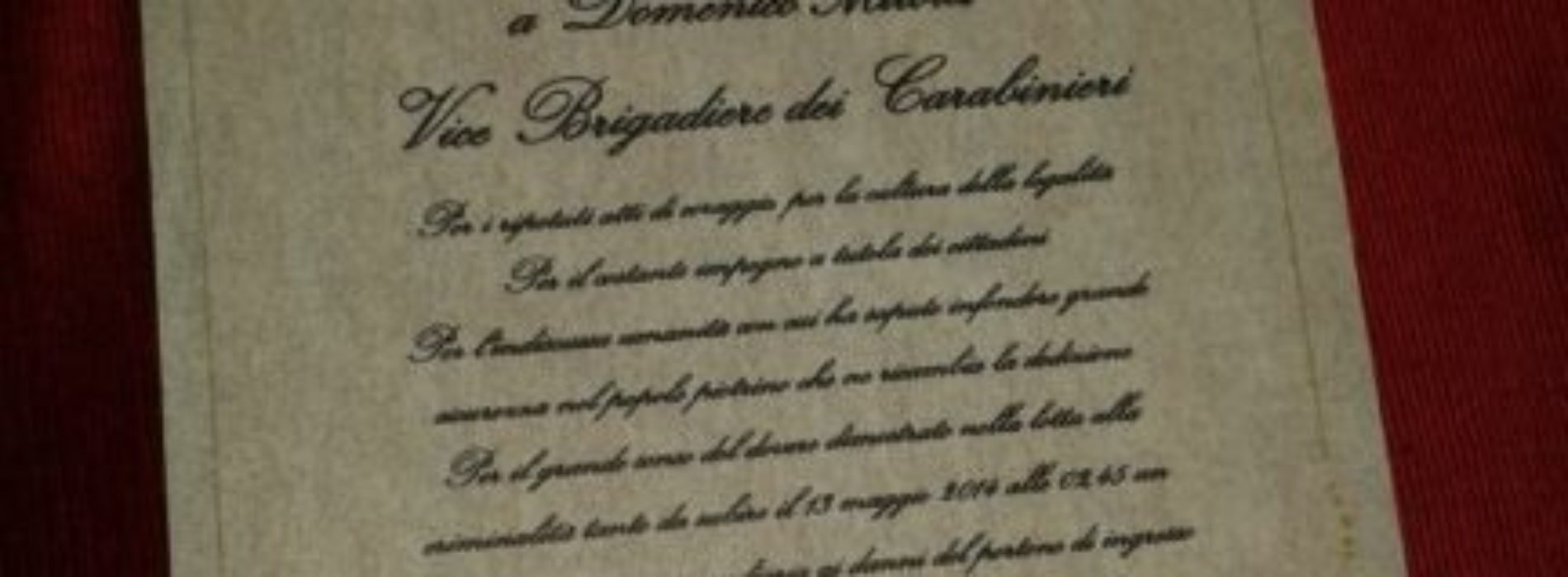 Cittadinanza onoraria conferita al vicebrigadiere dei carabinieri Domenico Mitola