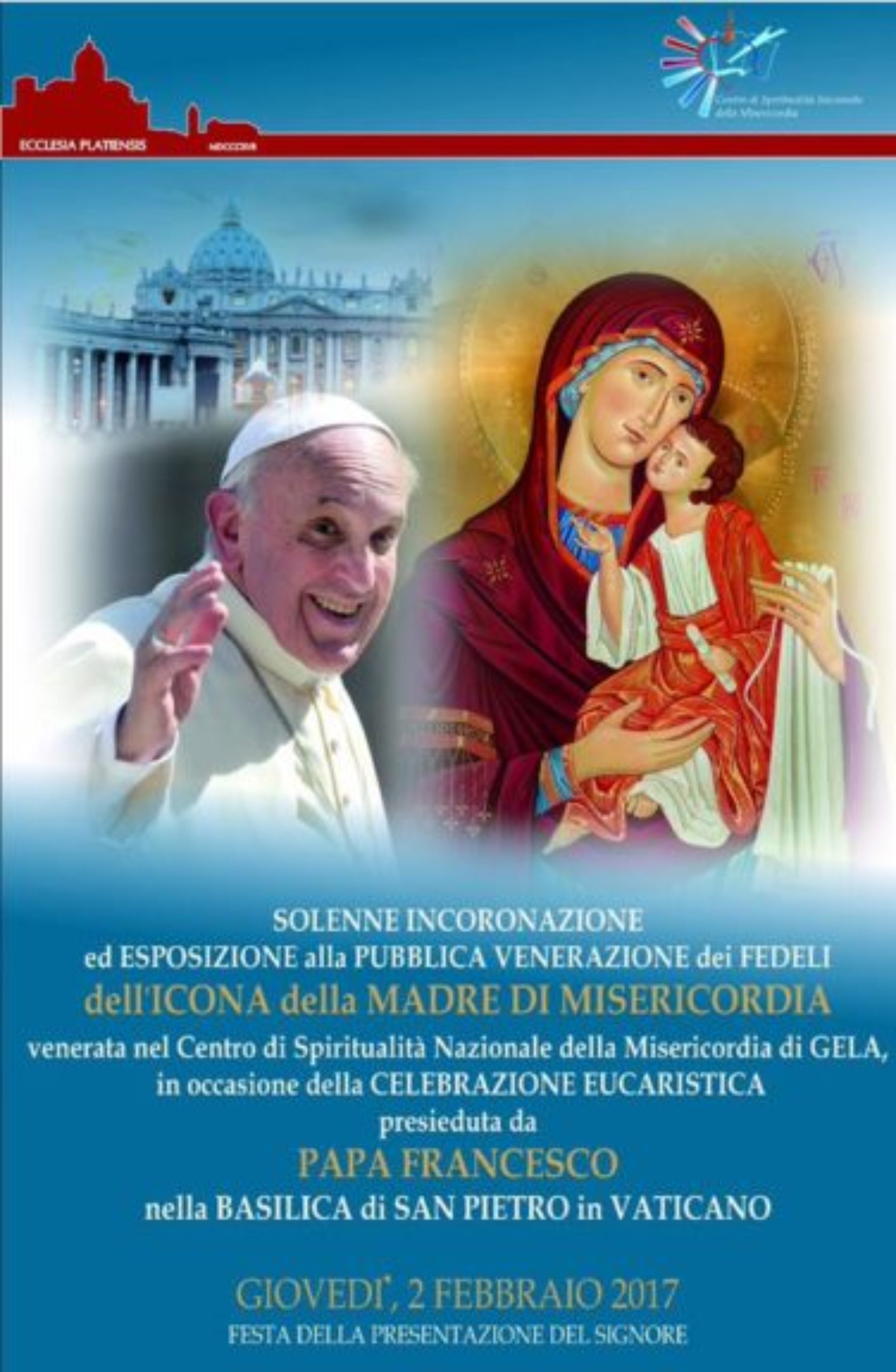 L’icona della Madre di Misericordia venerata a Gela da Papa Francesco per la Giornata dei Religiosi