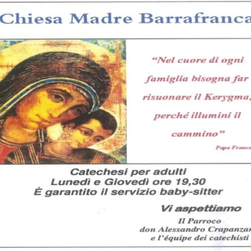 Catechesi per adulti alla chiesa Madre nelle giornate di lunedì e giovedì