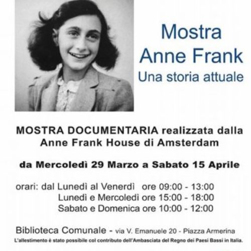 Mostra Anne Frank Una storia attuale- Biblioteca Comunale Piazza Armerina