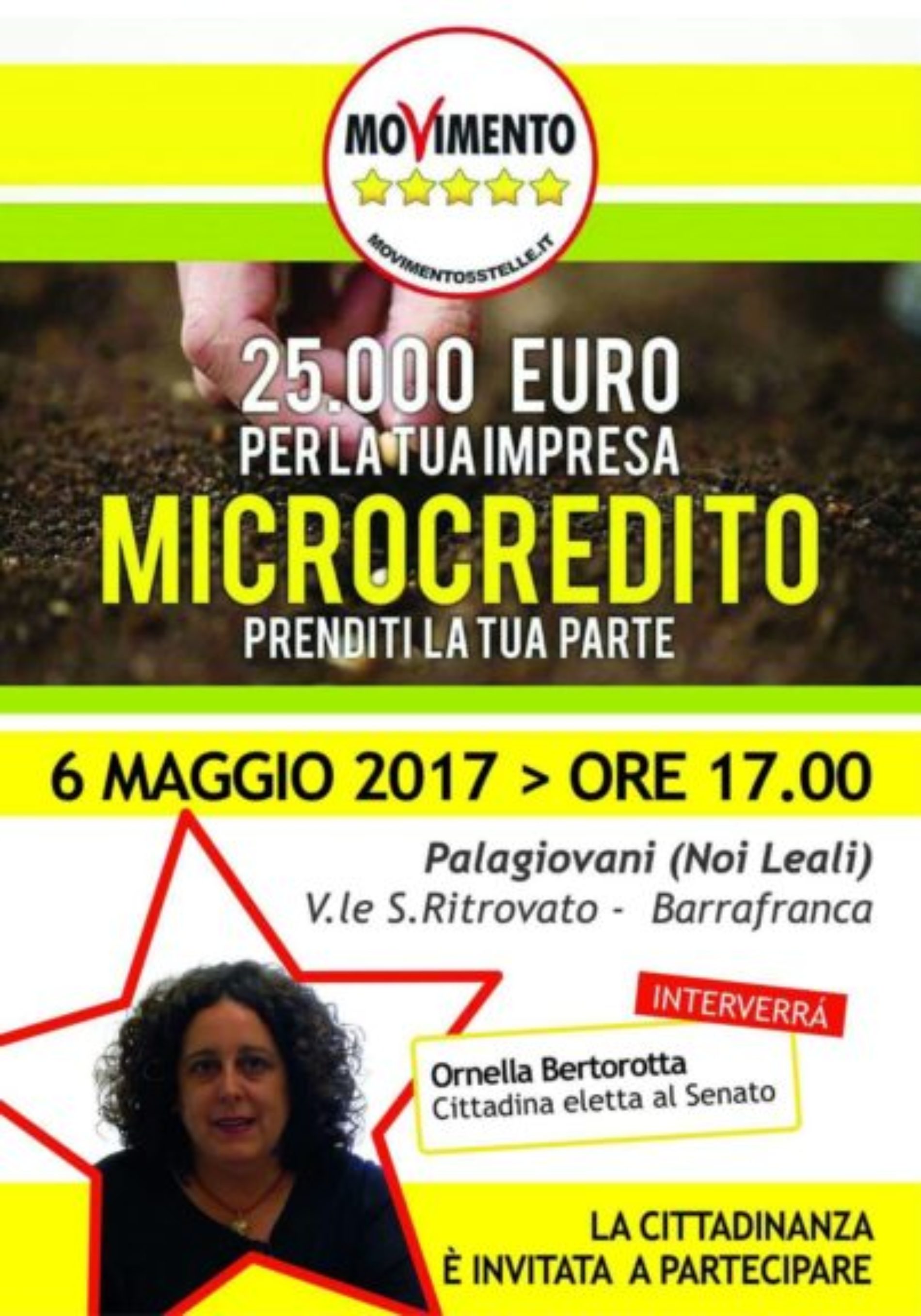 La Cittadina al Senato Ornella Bertorotta a Barrafranca per parlare di Microcredito