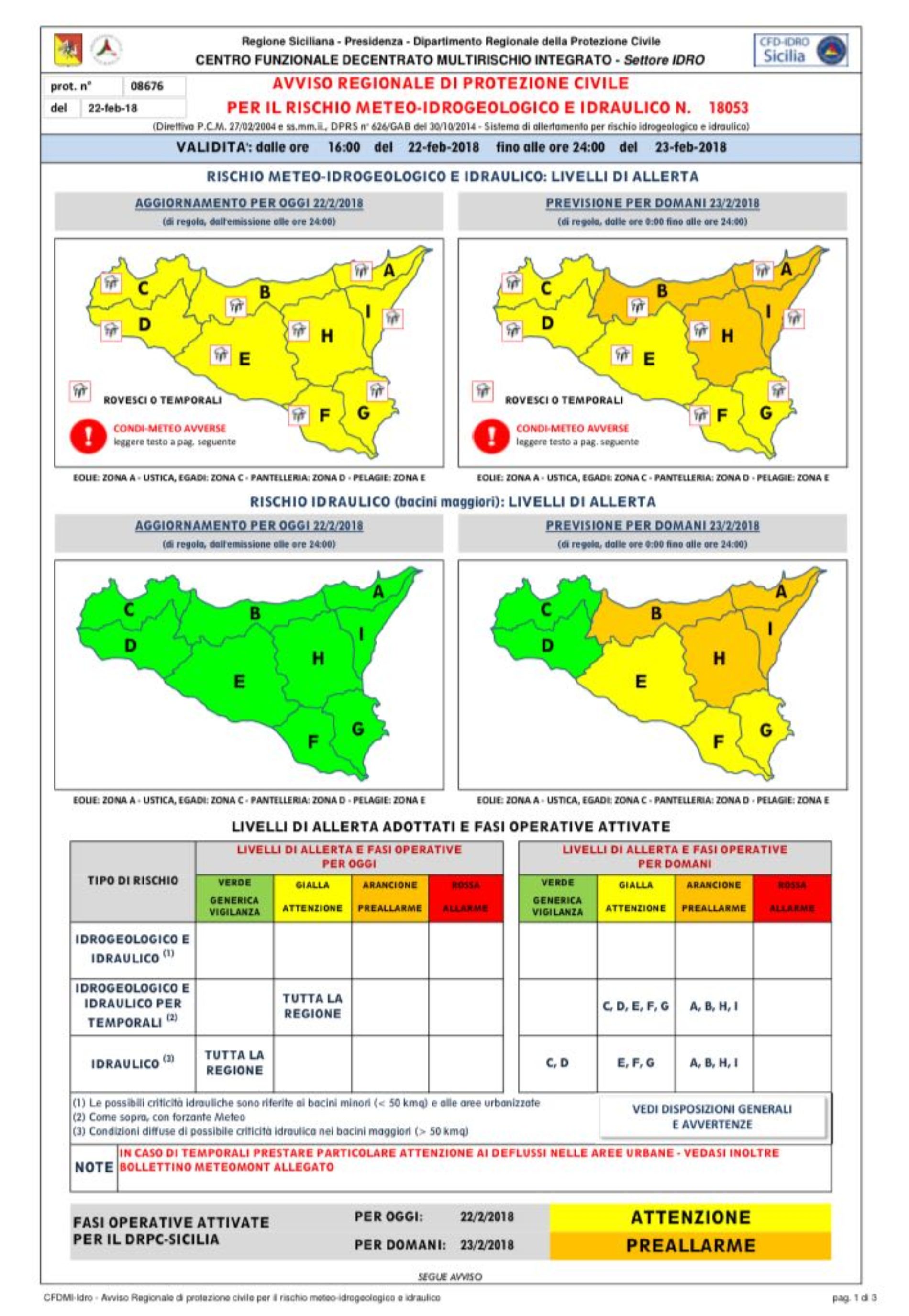 Allerta meteo Sicilia: codice arancione per temporali e forte vento