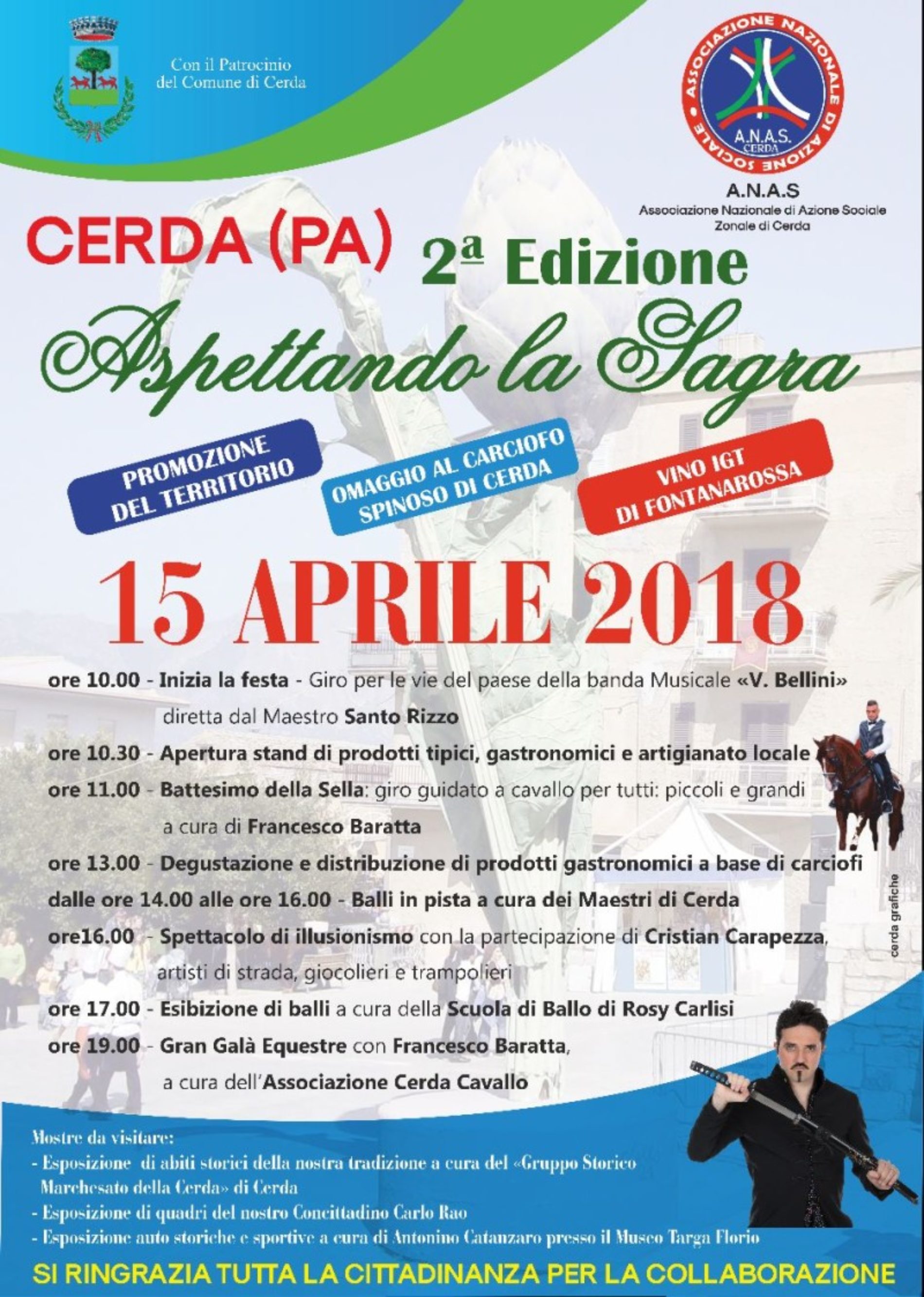 L’Anas Zonale Cerda organizza il 15 aprile l’evento “Aspettando la Sagra” … del carciofo – II edizione