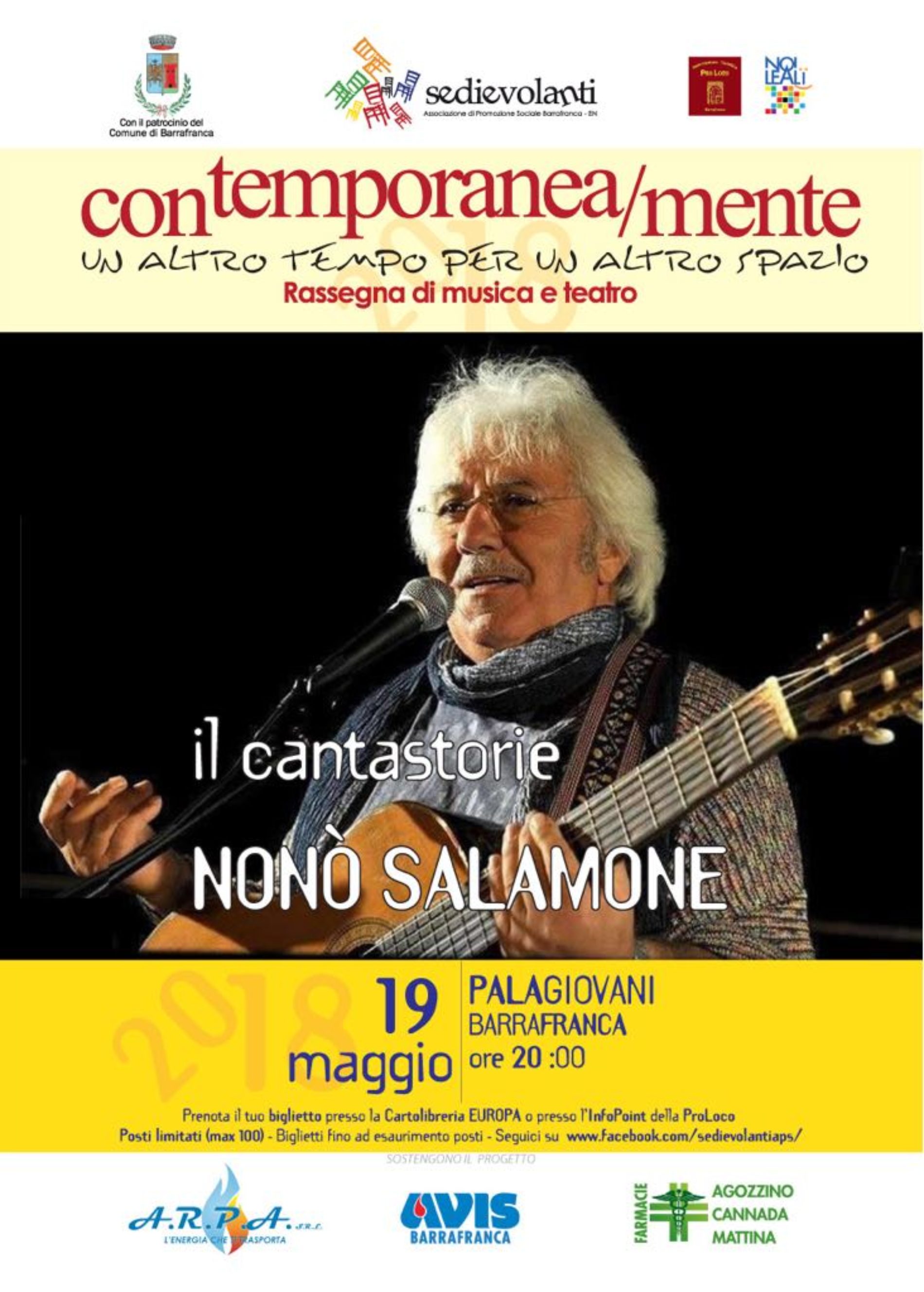 Nonò Salamone, il 19 maggio, ospite della Rassegna “Contemporanea/mente 2018”