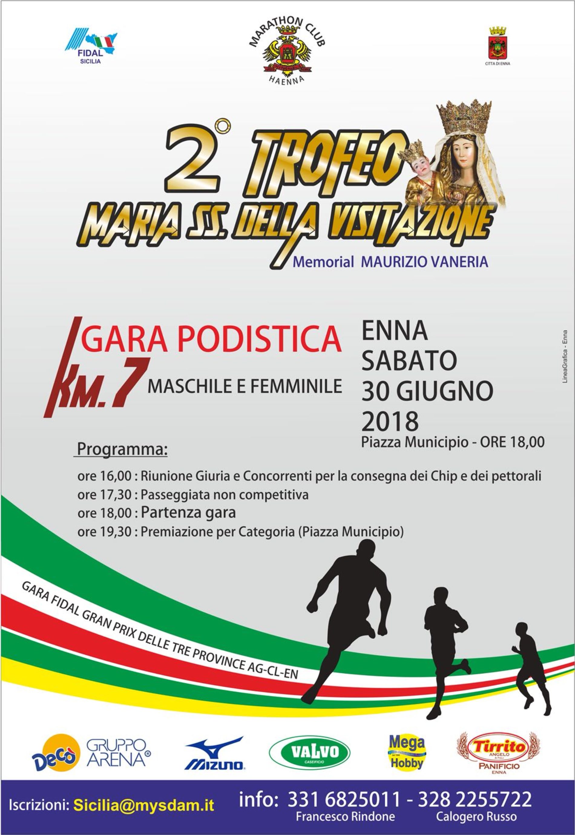 Enna. Gara open di corsa su strada, 2° Trofeo Maria S.S. della Visitazione Memorial Maurizio Vaneria