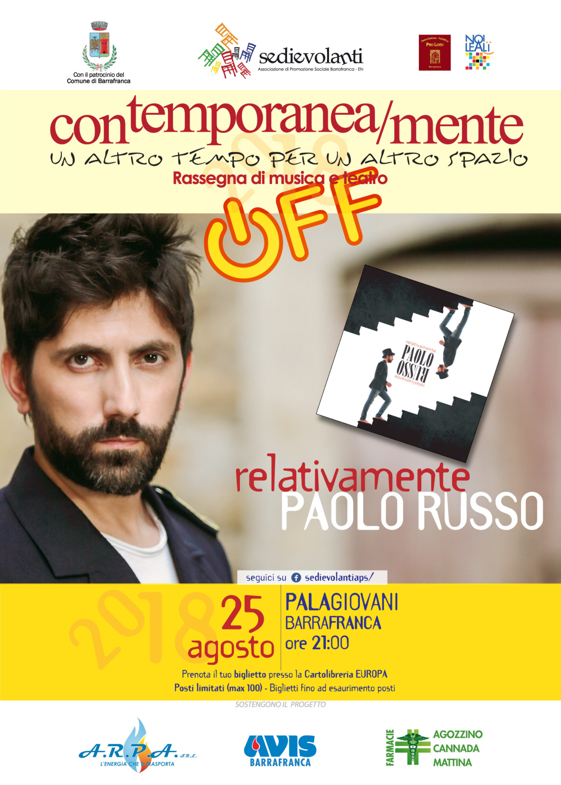 Barrafranca. Sabato 25 Agosto, Paolo Russo in concerto al Palagiovani