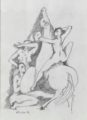 AMAZZONI 1, matita su cartoncino cm. 24x33, anno 1984
