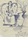 DONNA CON VASO, biro su carta cm. 22x28, anno 1986