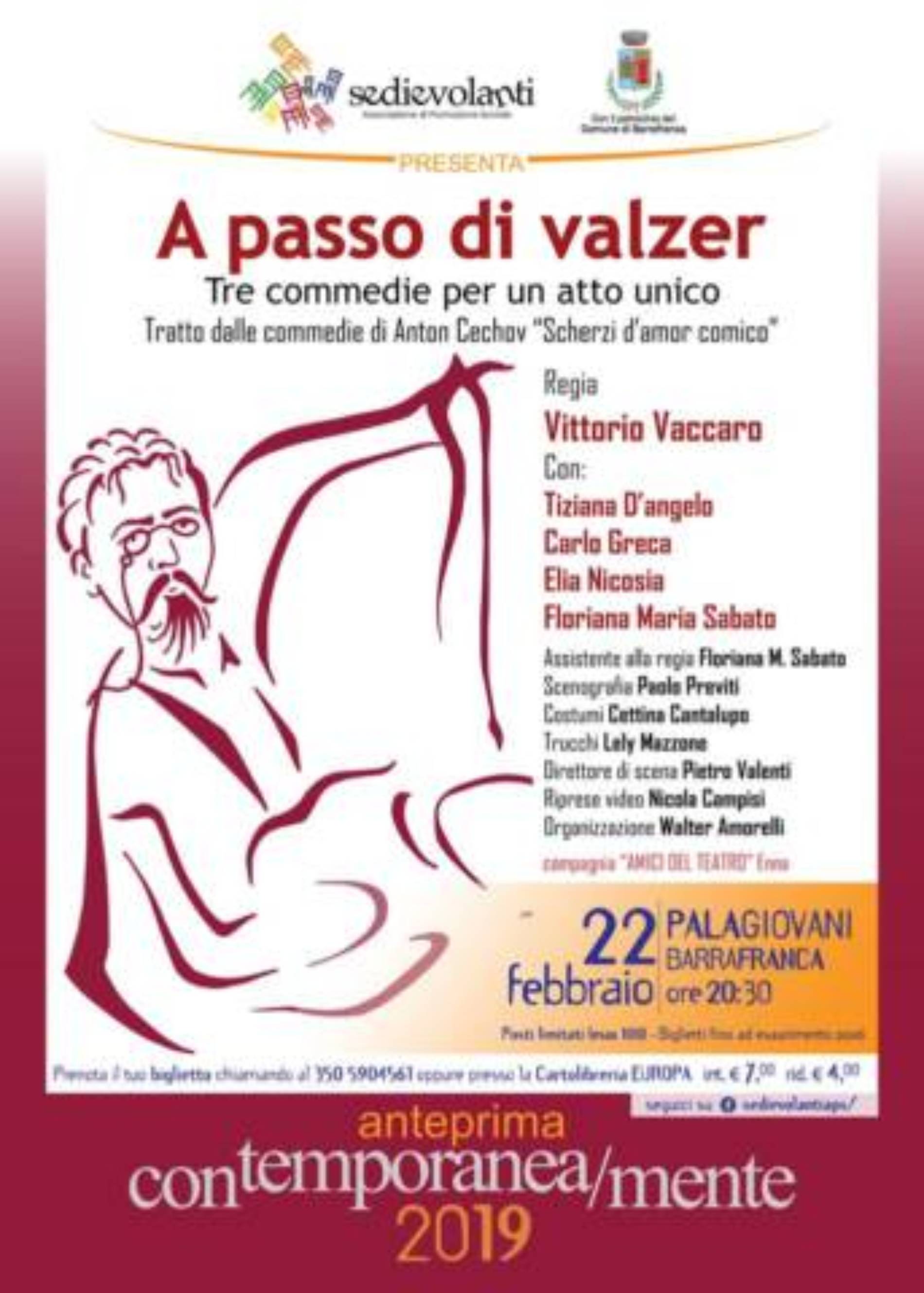 Venerdì 22 febbraio al Palagiovani di Barrafranca in scena “A passo di valzer” con la regia di Vittorio Vaccaro