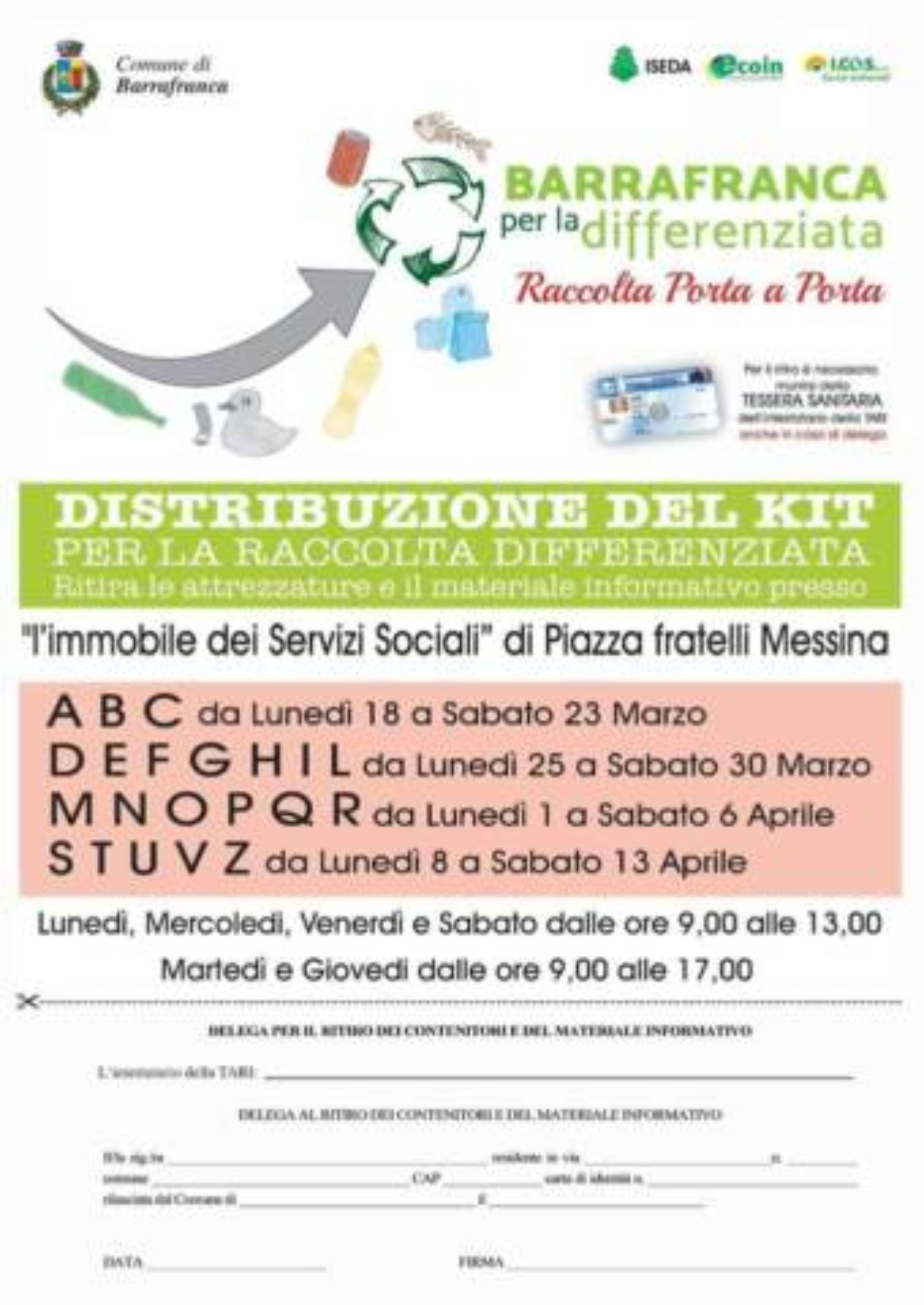 BARRAFRANCA. Al via la nuova raccolta differenziata porta a porta.