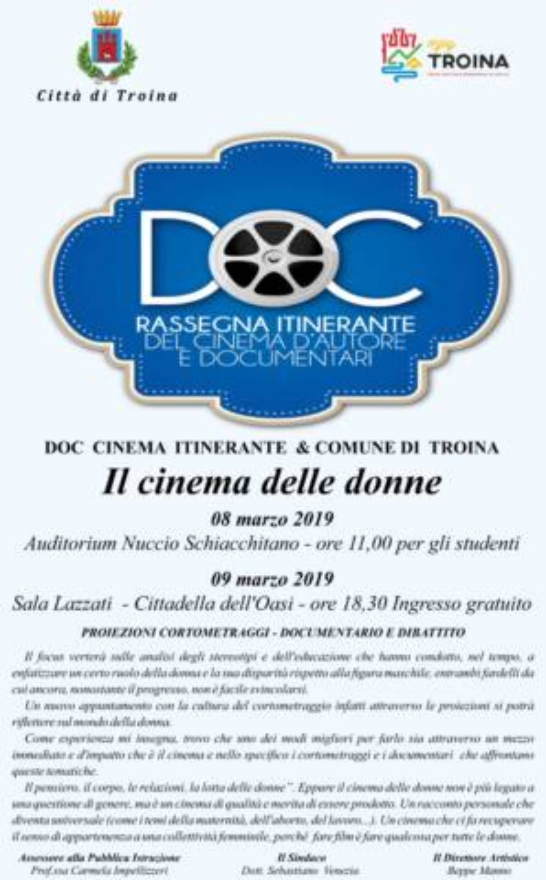 Troina. Venerdi’ e sabato la rassegna itinerante di cortometraggi d’autore “il cinema delle donne”
