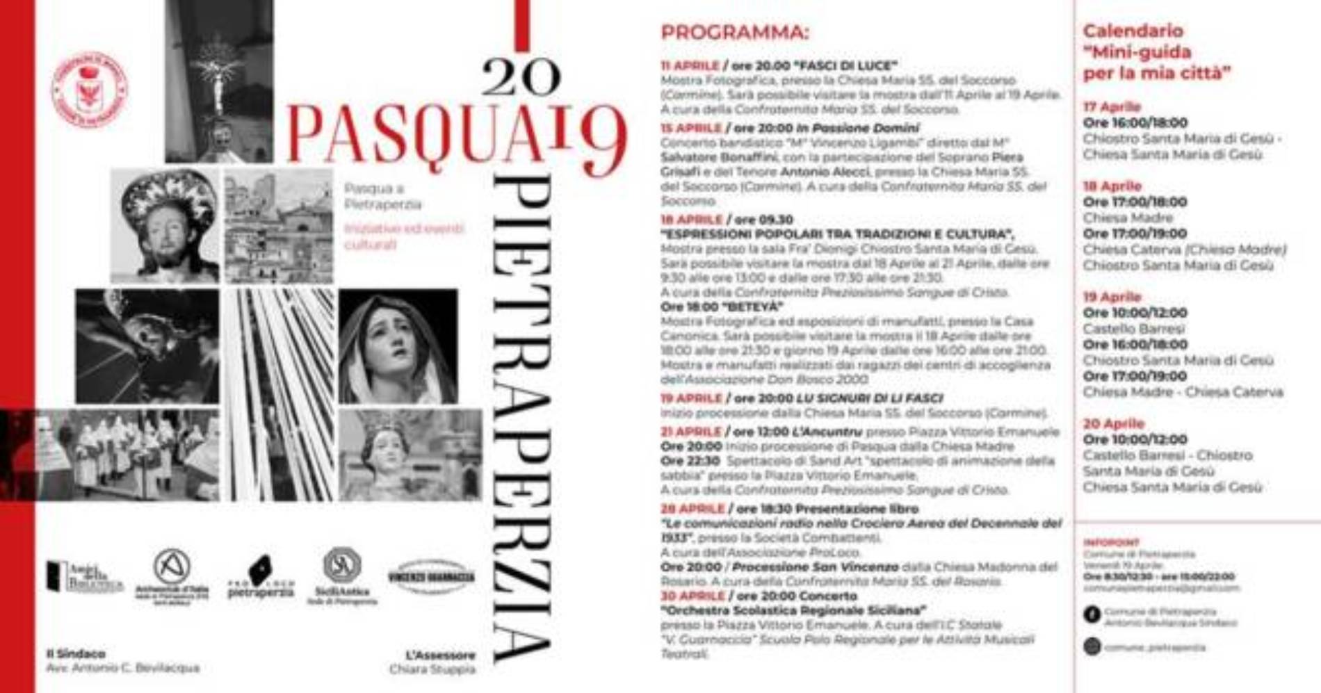 PIETRAPERZIA. Pasqua pietrina 2019. Molto ricco il calendario delle manifestazioni.