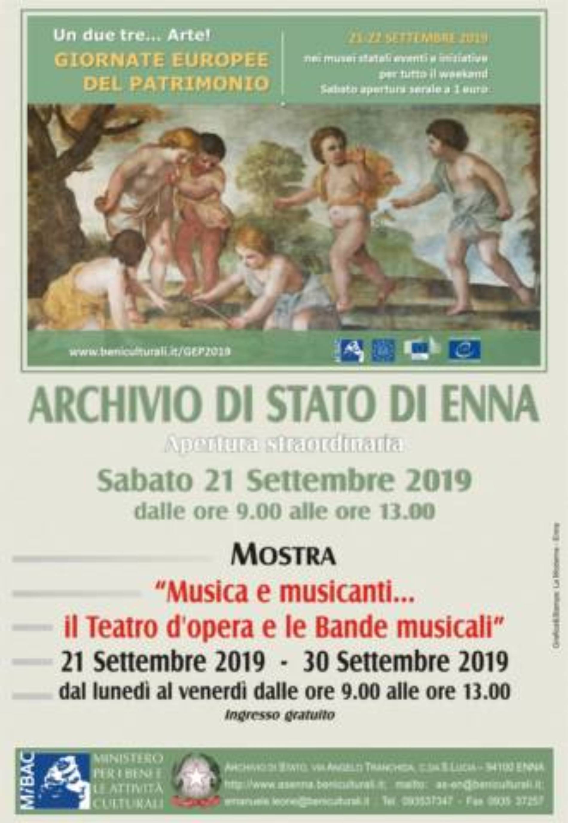 ENNA.  Sabato 21 settembre dalle ore 9 alle ore 13 mostra all’Archivio di Stato di Enna.