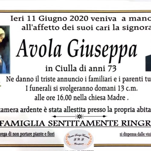 Annuncio Centro servizi funerari G.B.G. Avola Giuseppa 73