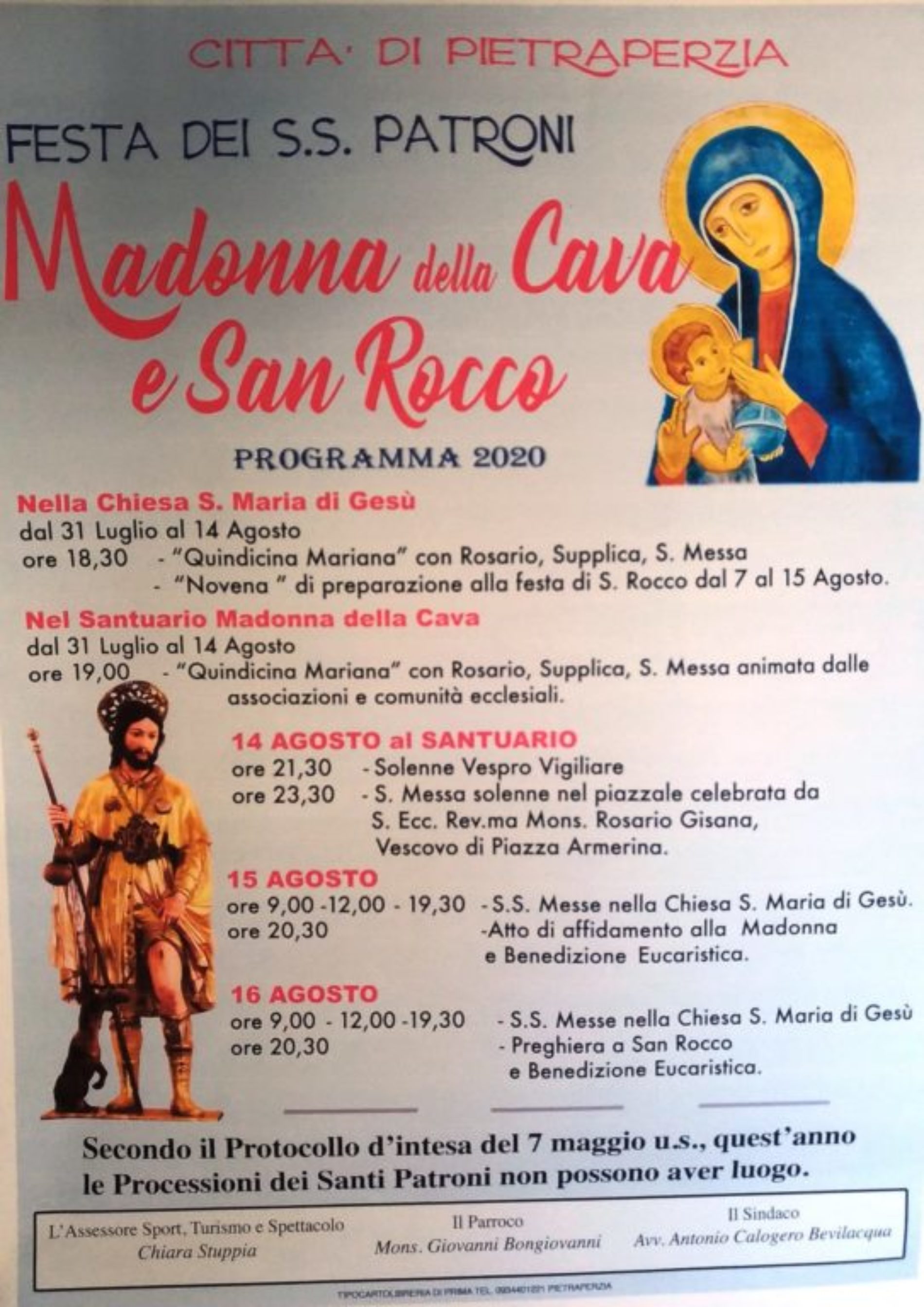 PIETRAPERZIA. Cominciata venerdì 31 luglio la quindicina in onore della Madonna della Cava.