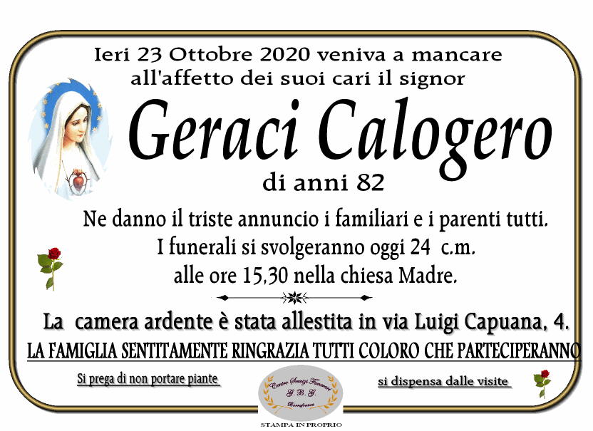 ANNUNCIO DI GERACI CALOGERO