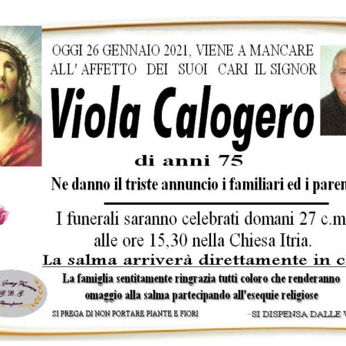 Annuncio servizi funerari agenzia G.B.G. sig.  Viola Calogero di anni 75