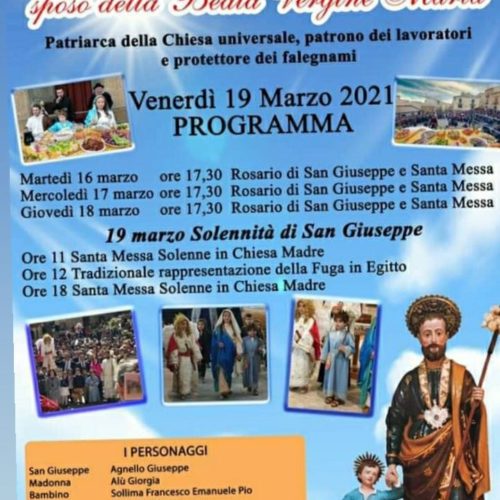 PIETRAPERZIA. Festa di San Giuseppe in chiesa Madre, parroco don Osvaldo Brugnone.
