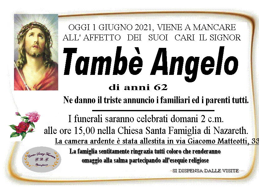 ANNUNCIO NUOVO DI TAMBE' ANGELO