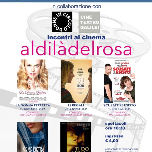 BARRAFRANCA. Circolo di Cultura, Donne in circolo e Cine Teatro Galilei organizzano, incontri al cinema: “al di là del rosa”.