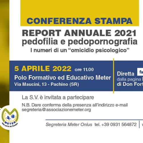 PEDOFILIA/CONFERENZA STAMPA REPORT ANNUALE 2021: PEDOFILIA E PEDOPORNOGRAFIA,