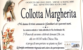 Annuncio servizi funerari G.B.G.  Collotta Margherita