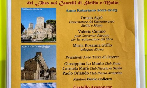PIAZZA ARMERINA. Presentazione del Libro sui “Castelli di Sicilia e di Malta”. Anno Rotariano 2022-2023.