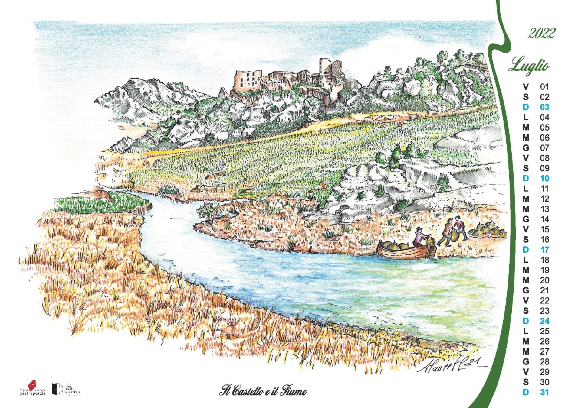 Il Calendario “I Luoghi e i Segni” 2022. Il castello di Pietraperzia è il protagonista di Luglio 2022.