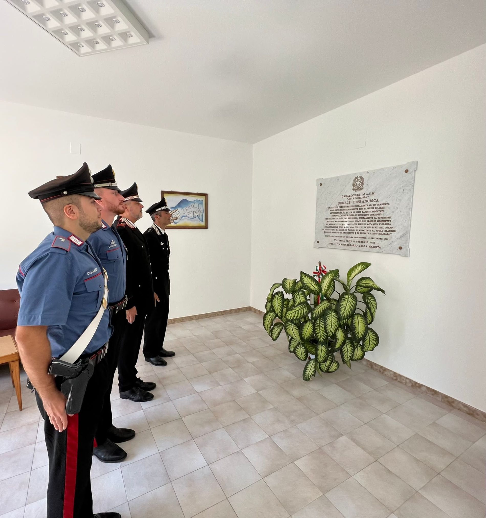 VILLAROSA. Commemorazione del Carabiniere Fedele Difrancisca.