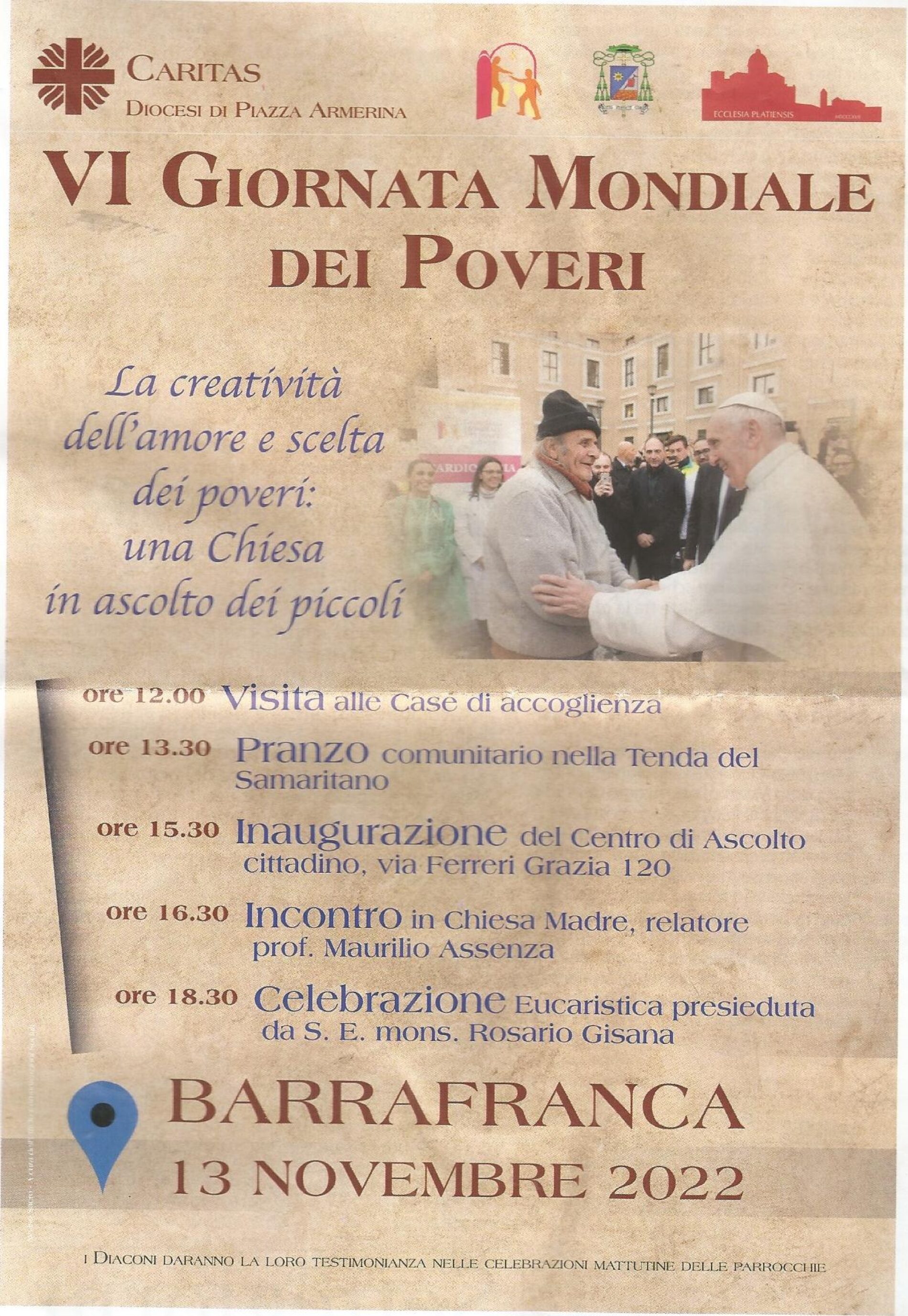 BARRAFRANCA. A Barrafranca VI Giornata Mondiale dei Poveri.