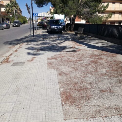 PIETRAPERZIA. Iniziati i lavori marciapiede viale Marconi.