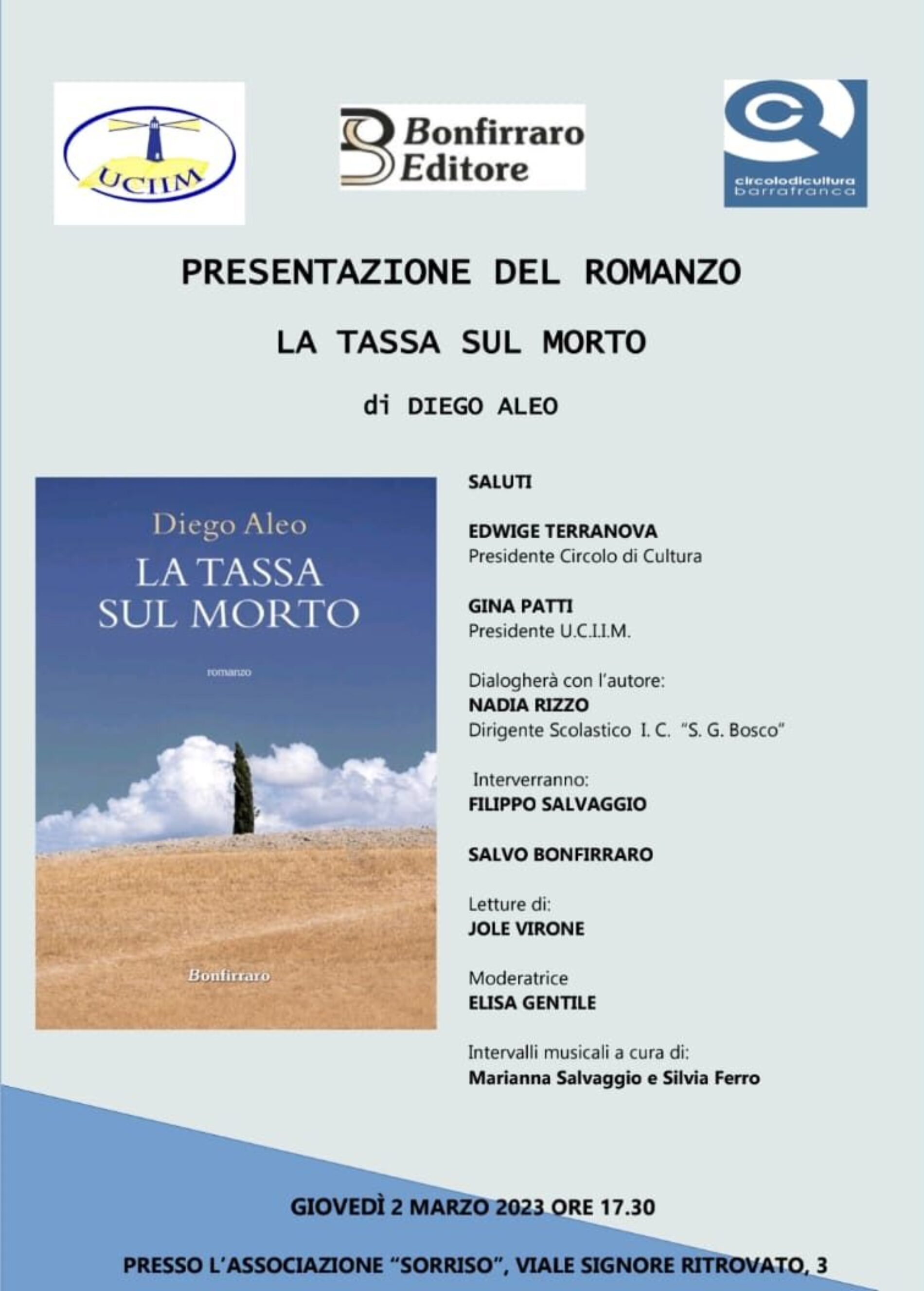 BARRAFRANCA. Presentazione del romanzo “La tassa sul morto”, autore Diego Aleo, Bonfirraro Editore.