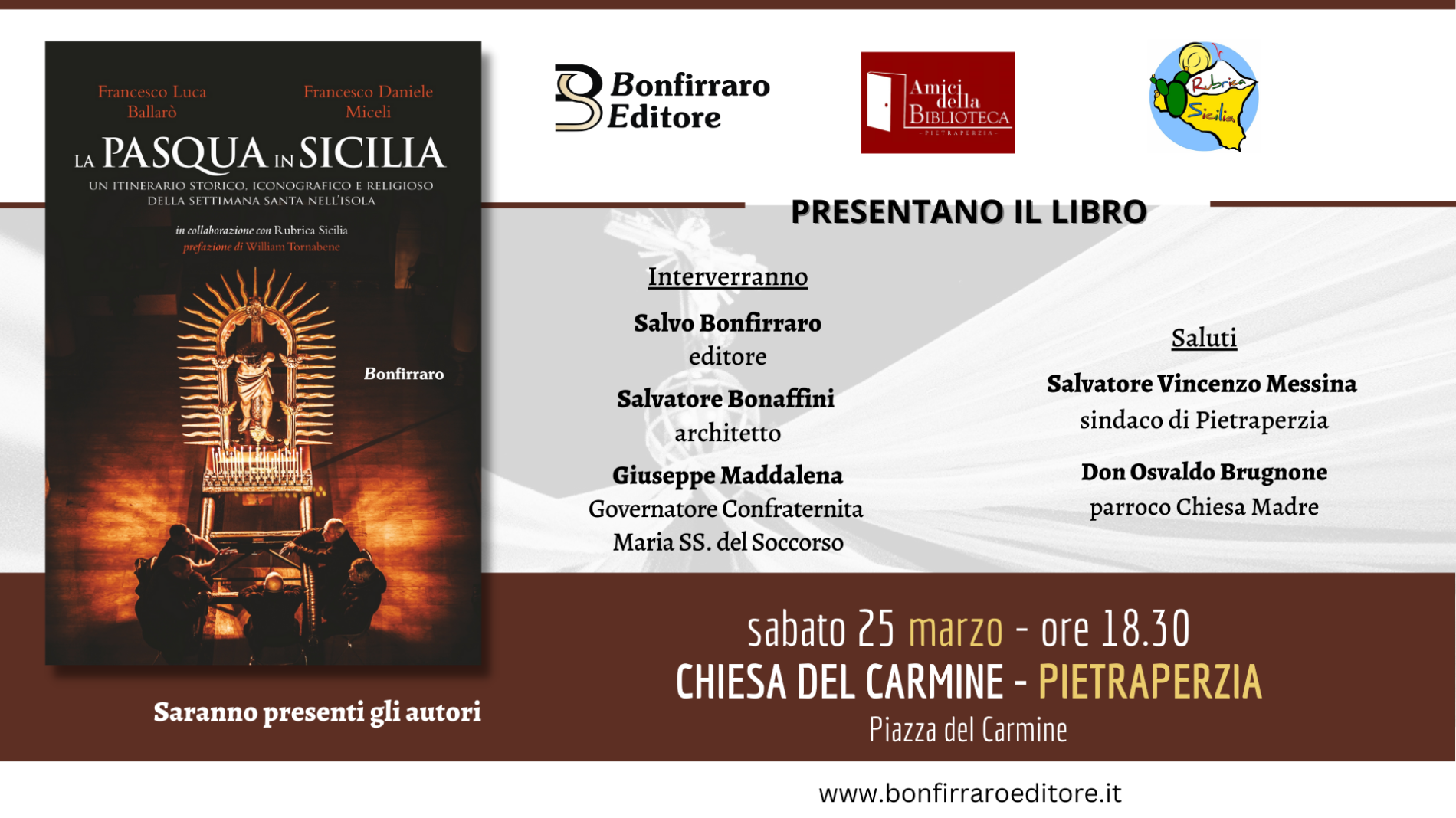 PIETRAPERZIA EVENTO – I più bei riti della Settimana Santa attraverso il libro La Pasqua in Sicilia – Bonfirraro Editore