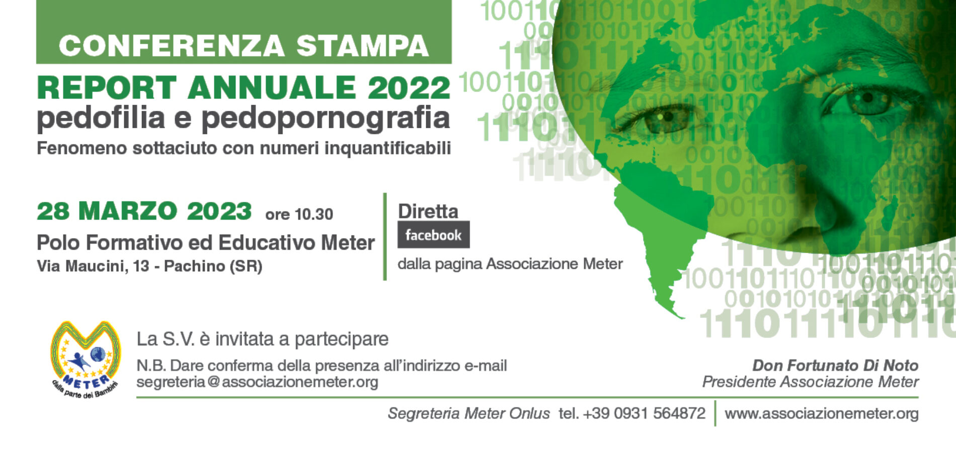Ass. Meter. Conferenza Stampa Report Annuale 2022: Pedofilia e pedopornografia, martedì 28 marzo 2023 ore 10.30