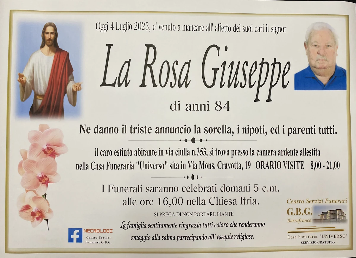 La Rosa Giuseppe di anni 84